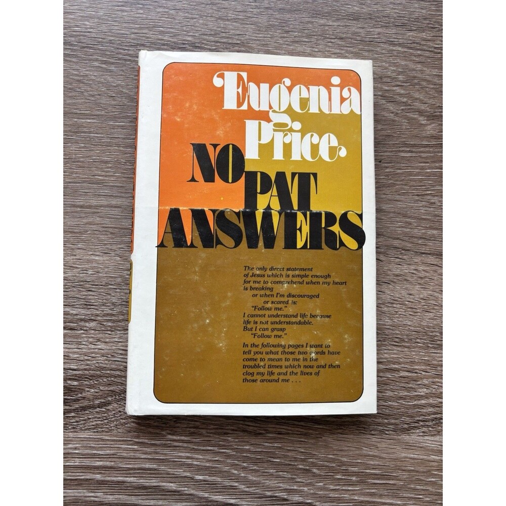 No Pat Answers By Eugenia Price HCDJ 1972 Family Bookshelf Edition 2nd Printing